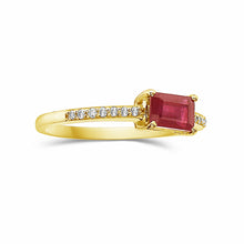 Load image into Gallery viewer, Emerald Cut Ruby With Diamond Ring
