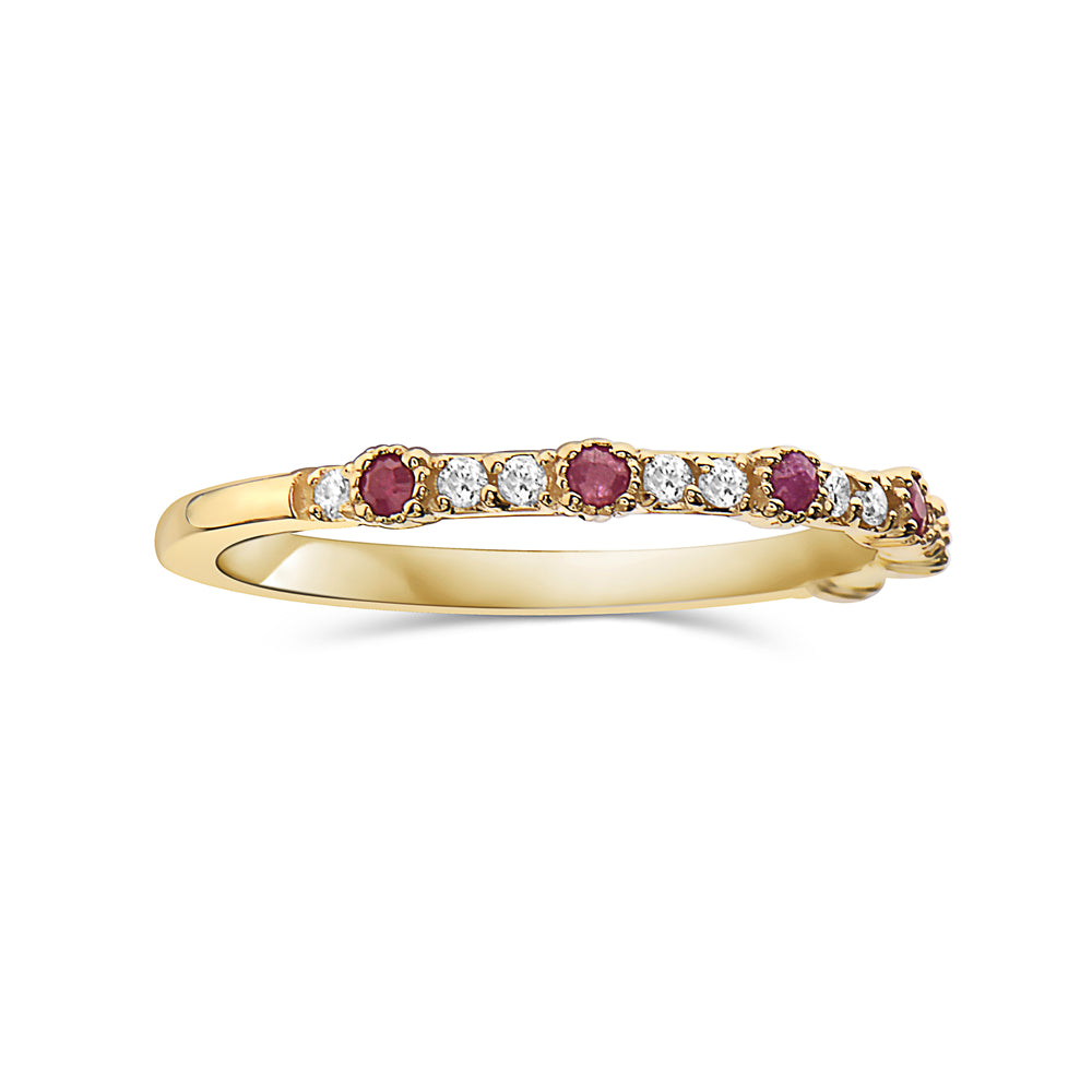 Ruby With Diamond Band Ring