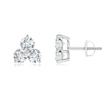 Load image into Gallery viewer, 2Ct Diamond 14K White Gold Three Stone Stud Earring
