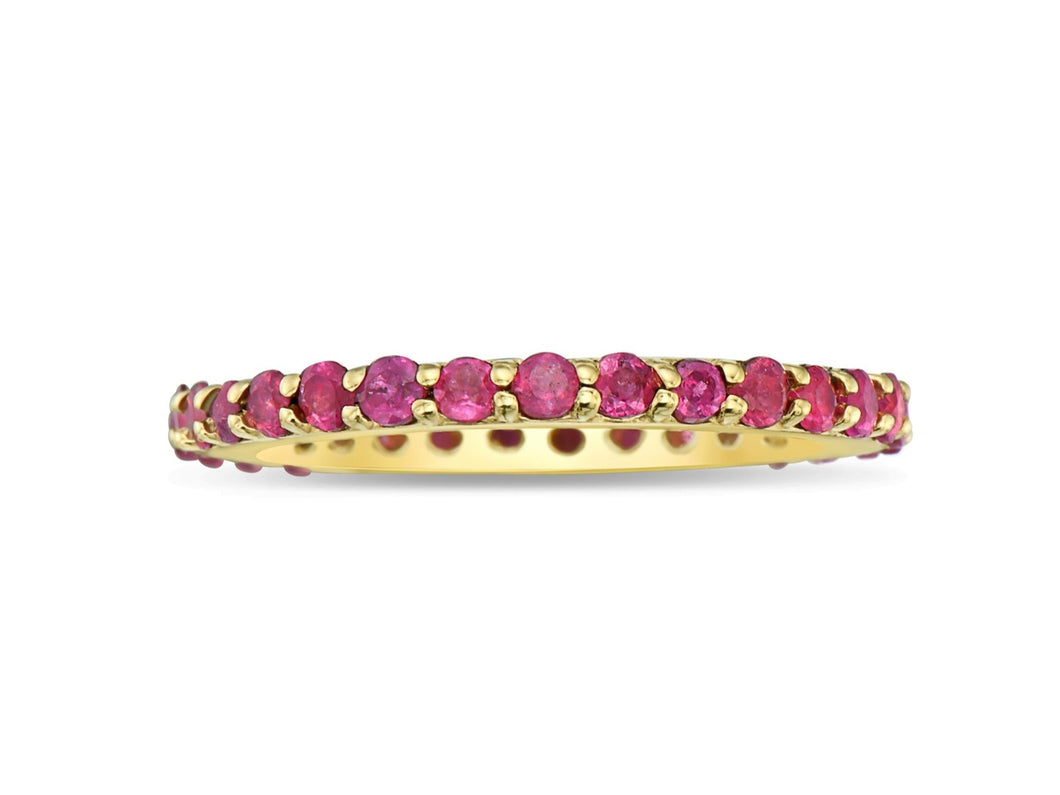 1.75Ct Ruby Eternity band Ring 14K Yellow Gold
