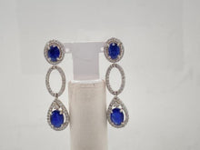 Load image into Gallery viewer, 2.1Ct Diamond 9.35Cts Blue Sapphire 18K White Gold Earring
