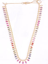 Load image into Gallery viewer, 13Ct Multi Sapphire 0.98Ct Diamond 14Kt Yellow Gold Necklace
