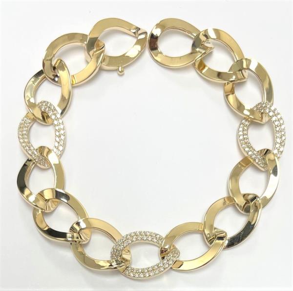 1.45Ct Diamond Curb link Bracelet 14K Yellow Gold 7.20 inch