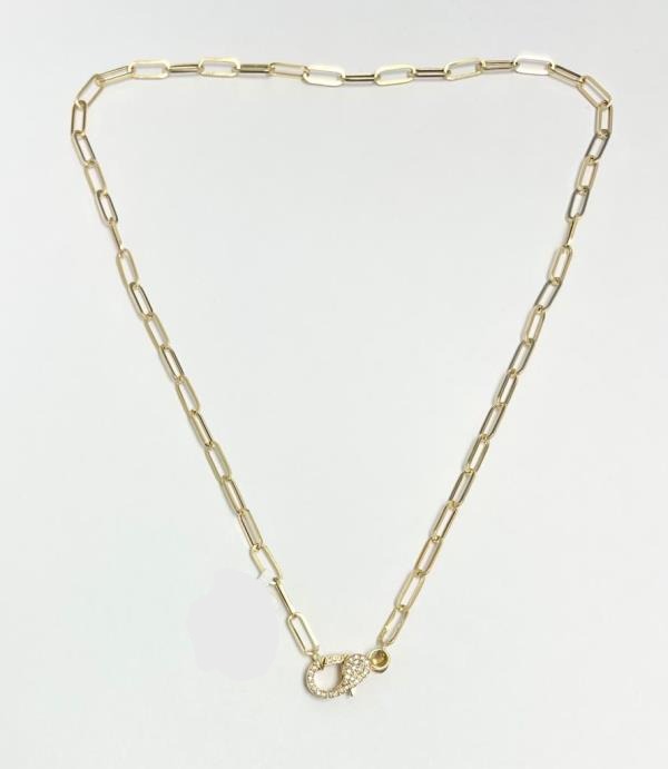 0.31Ct Diamond Lock With Clip Chain 14K Yellow Gold Necklace