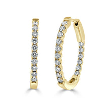 Load image into Gallery viewer, 1.42Ct Diamond 14K Yellow Gold Oval Hoop(1&quot;inch)
