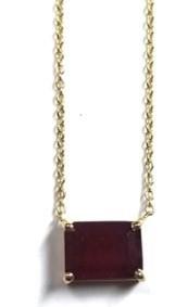 2.1 Cts Octagon shape Ruby 14Kt Yellow gold Necklace
