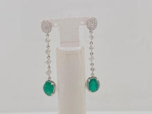Load image into Gallery viewer, 0.8Ct Diamond 2.4Cts Emerald 18K White Gold Swing Earring
