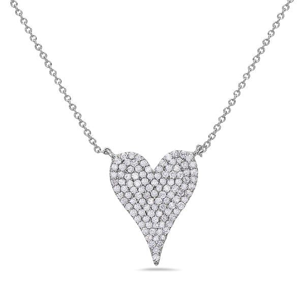 0.62 Diamond Heart Pendant 14K White Gold Necklace