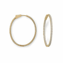 Load image into Gallery viewer, 2.25Ct Diamond 14K Gold Hoop 1.25&quot; Earring
